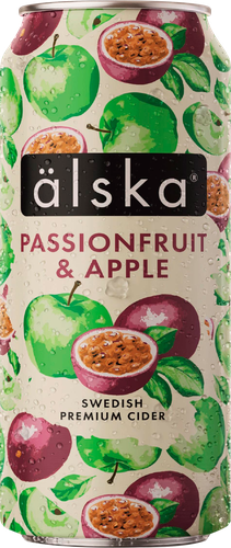 Сидр фруктовый ALSKA со вкусом яблока и маракуйи 4%, 0.44л, фотография