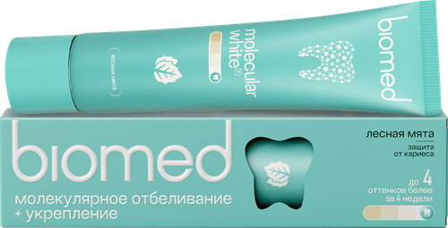 Зубная паста BIOMED Healthywhite Защита от кариеса Лесная мята, 65г, фото