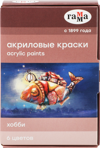 Краски акриловые декоративные ГАММА Хобби, 6 цветов, 20мл, Арт. 361797, вид
