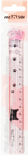 Линейка MESHU Paw 15см, пластиковая, тонированная, с блестками, картинка
