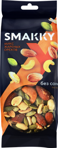 Смесь ореховая SMAKKY микс жареных орехов, без соли, 50г, картинка