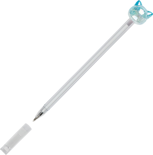 Ручка шариковая MESHU Crystal Kitten, синий, 0,7мм, с топпером, в ассортименте, крупный план