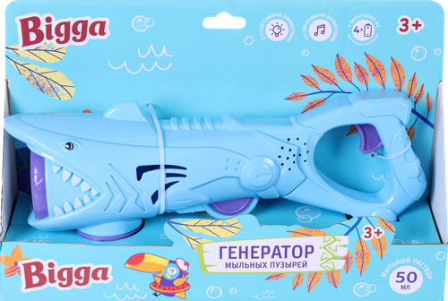 Генератор мыльных пузырей BIGGA Акула, со световыми и звуковыми эффектами, Арт. B1449750, картинка
