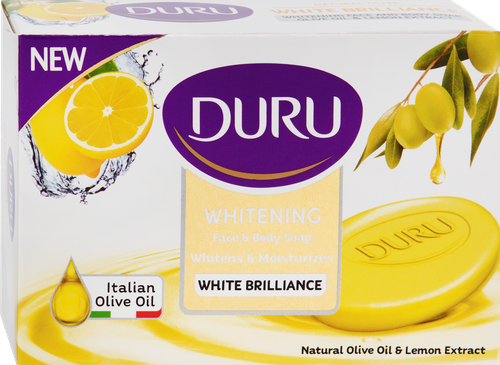 Мыло туалетное DURU Natural Olive White Brilliance с эффектом отбеливания, 140г, изображение
