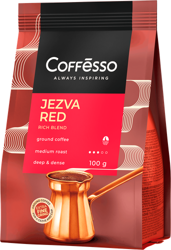 Кофе молотый COFFESSO Jezva Red, 100г, крупный план