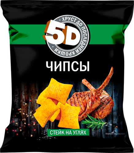 Чипсы пшеничные 5D со вкусом стейк на углях, 200г, детальное фото