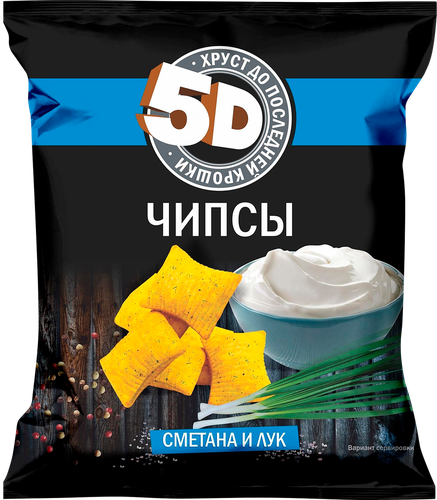 Чипсы пшеничные 5D со вкусом сметана и лук, 200г, изображение