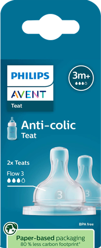 Соска для бутылочки PHILIPS AVENT Anti-colic средний поток, с 3 месяцев, Арт. SCY763/02, 2шт, детальное фото