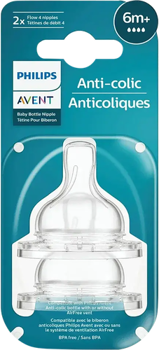 Соска для бутылочки PHILIPS AVENT Anti-colic, с 6 месяцев, Арт. 
SCY764/02, 2шт, крупный план
