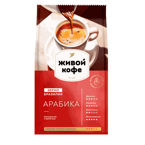 Кофе зерновой ЖИВОЙ КОФЕ Arabica, 800г, фото