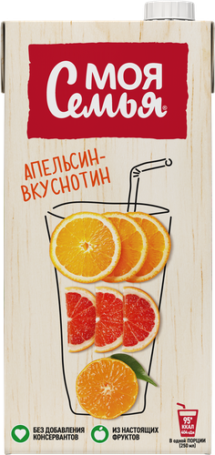 Напиток сокосодержащий МОЯ СЕМЬЯ Апельсин вкуснотин, 1.93л, фото
