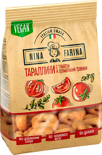 Тараллини NINA FARINA Томат и ароматные травы, 175г, крупный план