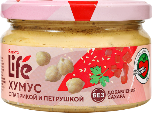 Хумус ЛЕНТА LIFE с паприкой и петрушкой, 200г, вид