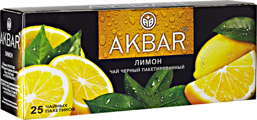 Чай черный AKBAR с ароматом лимона, 25пак, фото