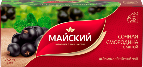 Чай черный МАЙСКИЙ Сочная смородина с мятой, 25пак, вид