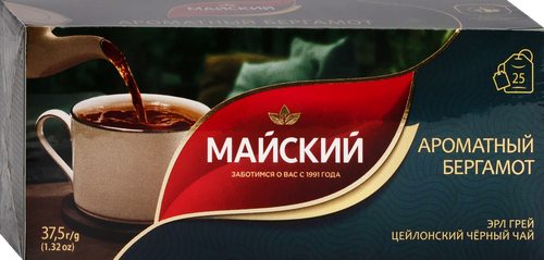 Чай черный МАЙСКИЙ Ароматный бергамот, 25пак, картинка