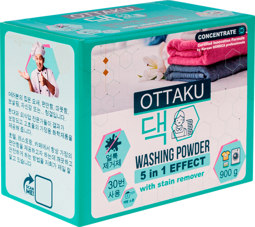 Стиральный порошок OTTAKU Effect 5в1 концентрированный, универсальный с пятновыводителем, 900г, изображение