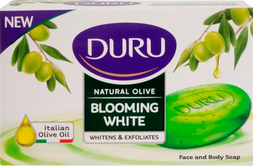 Мыло туалетное DURU Natural Olive Blooming White с эффектом отбеливания, 140г, детальное фото