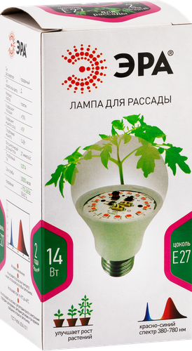 Фитолампа светодиодная для растений ЭРА FITO-14W-RB-E27-K красно-синий спектр, фото