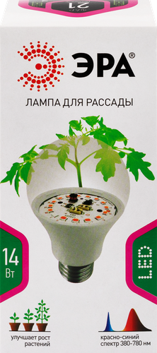 Фитолампа светодиодная для растений ЭРА FITO-14W-RB-E27-K красно-синий спектр, фото