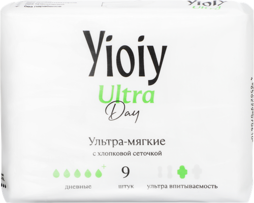 Прокладки YIOIY Ultra дневные, 9шт, крупный план