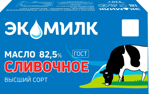 Масло сладкосливочное ЭКОМИЛК Традиционное 82,5%, высший сорт, без змж, 330г, фото