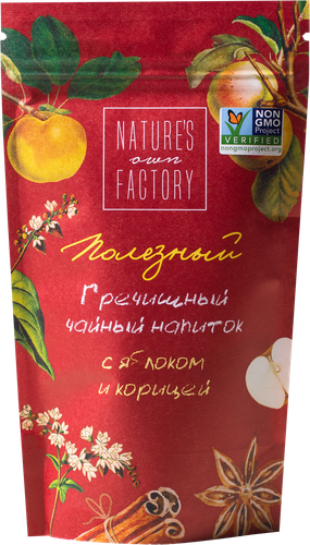 Напиток чайный ФАБРИКА НАШЕЙ ПРИРОДЫ Гречишный с яблоком и корицей, 100г, крупный план