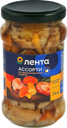 Ассорти грибное маринованное ЛЕНТА, 314мл, фото