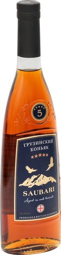 Коньяк SAUBARI Грузинский ординарный 5 лет 40%, 0.5л, вид