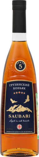 Коньяк SAUBARI Грузинский ординарный 5 лет 40%, 0.5л, детальное фото
