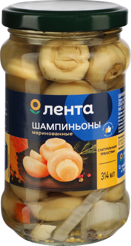Шампиньоны маринованные ЛЕНТА, 314мл, картинка