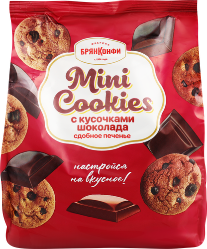 Печенье сдобное БРЯНКОНФИ Mini Cookies с кусочками шоколада, 200г, фотография