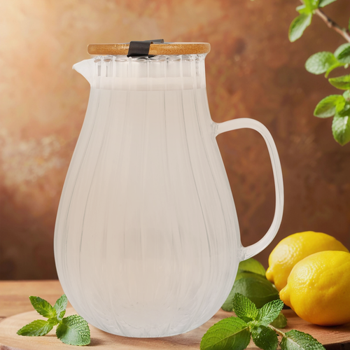 Графин HOMECLUB Aster с деревянной крышкой, стекло, 1.7л, Арт. HMG3842, детальное фото