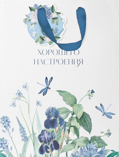 Пакет подарочный ПАКЕТИКО Blue bird премиум, 31,5х25,5х11см, Арт. LVS, изображение