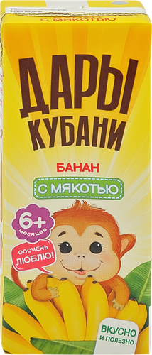 Нектар фруктовый ДАРЫ КУБАНИ Банановый с мякотью, с 6 месяцев, 200мл, фото