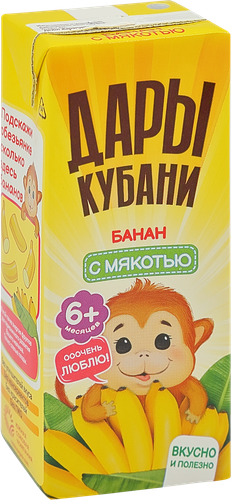 Нектар фруктовый ДАРЫ КУБАНИ Банановый с мякотью, с 6 месяцев, 200мл, картинка