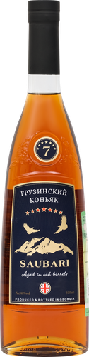 Коньяк SAUBARI Грузинский марочный выдержанный КВ 7 лет 40%, 0.5л, изображение