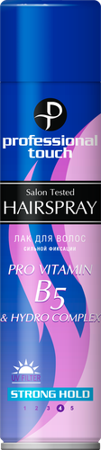 Лак для волос PROFESSIONAL TOUCH Pro-vitamin B5&Hydro Complex сильная фиксация, 265мл, фото