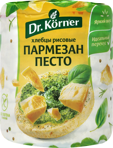 Хлебцы рисовые DR KORNER хрустящие с песто и пармезаном, 80г, фотография