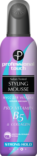 Мусс для волос PROFESSIONAL TOUCH Pro-vitamin B5&Collagen сильная фиксация, 150мл, картинка