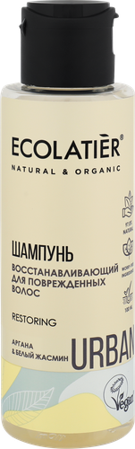 Шампунь для поврежденных волос ECOLATIER Аргана&белый жасмин, восстанавливающий, 100мл, детальное фото