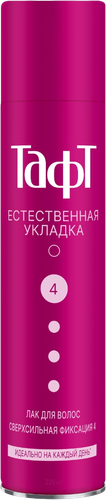 Лак для волос ТАФТ Естественная укладка, сверхсильная фиксация, 225мл, фото