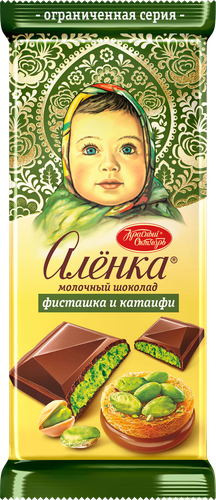 Шоколад молочный АЛЕНКА Фисташка и катаифи, крупный план
