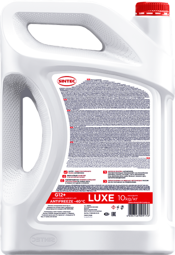 Антифриз SINTEC Luxe G12+ красный до -40, 10кг, крупный план