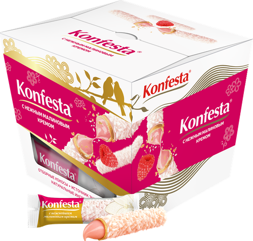 Конфеты KONFESTA глазированные с малиновой начинкой 150г, крупный план