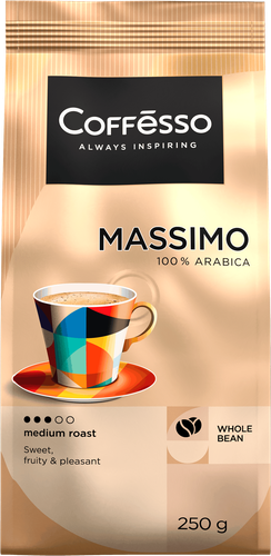 Кофе зерновой COFFESSO Massimo, 250г, крупный план