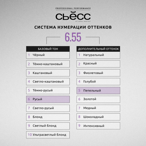 Крем-краска для волос СЬЁСС 6-55 Ультрапепельный темно-русый, 50мл, картинка