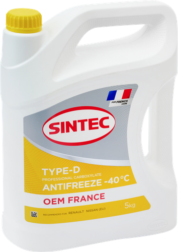 Антифриз SINTEC Oem France Type-D yellow до -40, 5кг, фото