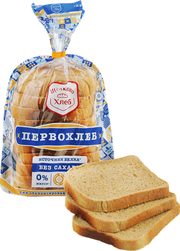 Хлеб ржано-пшеничный ЩЕЛКОВОХЛЕБ Первохлеб, в нарезке, 310г, крупный план