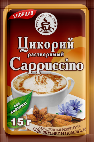 Цикорий растворимый РУССКИЙ ЦИКОРИЙ Cappuccino порошкообразный с добавками, 15г, картинка